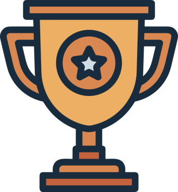 Kazanan ikon sembolü, ödül ödülünün renk tasarımı ile tasarımı ile tasvir edilmesi, modern grafik sanatları dijital tasarımı için mükemmel bir başarı ve zafer sembolü.