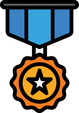 Kazanan ikon sembolü, ödül ödülünün renk tasarımı ile tasarımı ile tasvir edilmesi, modern grafik sanatları dijital tasarımı için mükemmel bir başarı ve zafer sembolü.