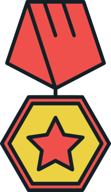 Kazanan ikon sembolü, ödül ödülünün renk tasarımı ile tasarımı ile tasvir edilmesi, modern grafik sanatları dijital tasarımı için mükemmel bir başarı ve zafer sembolü.