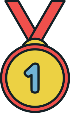 Kazanan ikon sembolü, ödül ödülünün renk tasarımı ile tasarımı ile tasvir edilmesi, modern grafik sanatları dijital tasarımı için mükemmel bir başarı ve zafer sembolü.