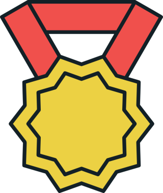Kazanan ikon sembolü, ödül ödülünün renk tasarımı ile tasarımı ile tasvir edilmesi, modern grafik sanatları dijital tasarımı için mükemmel bir başarı ve zafer sembolü.