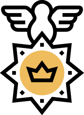 Kazanan ikon sembolü, ödül ödülünün renk tasarımı ile tasarımı ile tasvir edilmesi, modern grafik sanatları dijital tasarımı için mükemmel bir başarı ve zafer sembolü.
