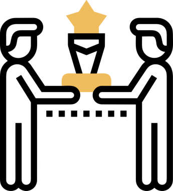 Kazanan ikon sembolü, ödül ödülünün renk tasarımı ile tasarımı ile tasvir edilmesi, modern grafik sanatları dijital tasarımı için mükemmel bir başarı ve zafer sembolü.