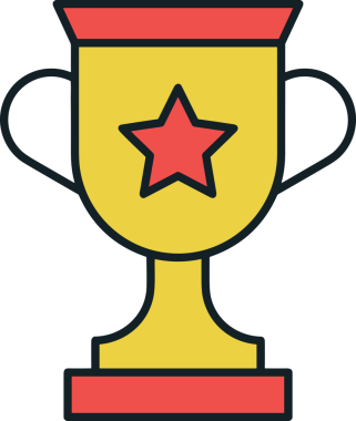 Kazanan ikon sembolü, ödül ödülünün renk tasarımı ile tasarımı ile tasvir edilmesi, modern grafik sanatları dijital tasarımı için mükemmel bir başarı ve zafer sembolü.