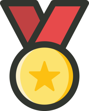 Kazanan ikon sembolü, ödül ödülünün renk tasarımı ile tasarımı ile tasvir edilmesi, modern grafik sanatları dijital tasarımı için mükemmel bir başarı ve zafer sembolü.