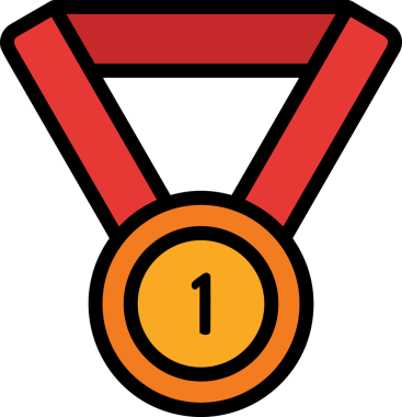 Kazanan ikon sembolü, ödül ödülünün renk tasarımı ile tasarımı ile tasvir edilmesi, modern grafik sanatları dijital tasarımı için mükemmel bir başarı ve zafer sembolü.