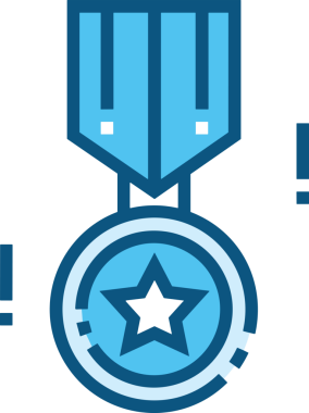 Kazanan ikon sembolü, ödül ödülünün renk tasarımı ile tasarımı ile tasvir edilmesi, modern grafik sanatları dijital tasarımı için mükemmel bir başarı ve zafer sembolü.