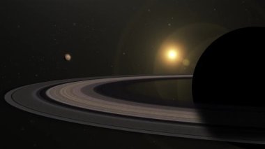 Satürn gezegeni güneşle aydınlanıyor. Satürn Halkası. Astroloji.