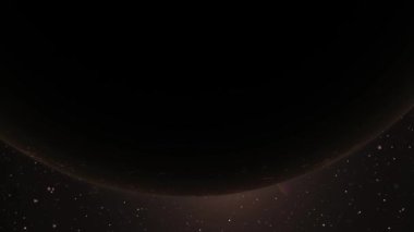 Mars gezegeni Güneş tarafından aydınlatılan ekseninin etrafında döner. Astronomik sahne. Mars gezegeni yakın plan.