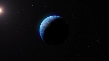 Ay, Dünya ve Güneş uzayda. Dünya Güneş 'in yörüngesinde döner. Astroloji.