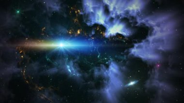 Boş bir alanda galaksi. 3d oluşturma