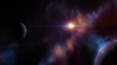 uzayda uzay yıldızı ve gezegenler