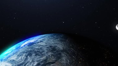 Gece gündüz. Uzayda ay ve dünya. 3d oluşturma.