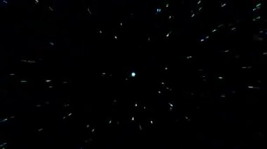 Havai fişekler. Patlama. Siyah arkaplanda kıvılcımlar saçan mavi bir yıldız.. 