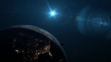 Güneş ve ayın olduğu Dünya gezegeni..