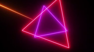 Parlak çizgileri olan neon üçgen şekil