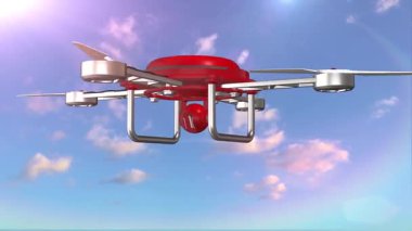 Kuadkopter gökyüzüne doğru havalanıyor..