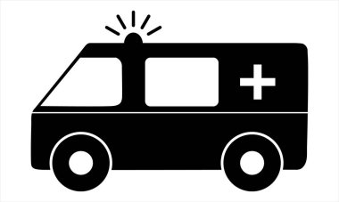 Beyaz arkaplanda ambulans silueti vektörü