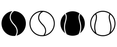 Tenis Topu Simgesi Eğri Çizgi Ayrıntılarıyla Minimalist Siyah ve Beyaz Varyasyonları Ayarla