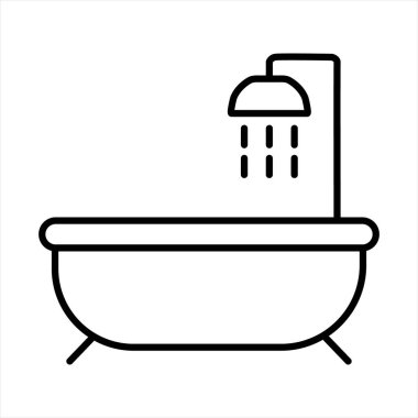 Duş Simgesi Minimalist Siyah Çizgili Küvet Su Akımı Armağı