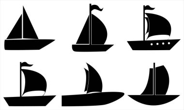 Yelkenli SILHOUTTES VECTOR Ayarlandı 