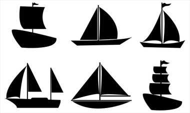 Beyaz arkaplanda renkli tekne vektörü ayarlandı