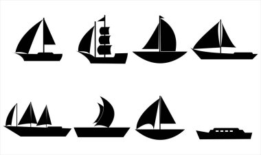 Beyaz arkaplanda renkli tekne vektörü ayarlandı