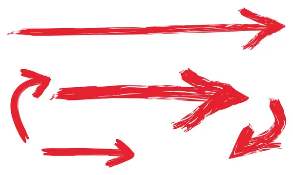 UI, Infographics ve Navigasyon için Kırmızı Ok Silueti Yönlendirme Vektör Simgelerini Ayarla