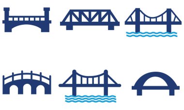  Biçimlendirilmiş Köprü Simgeleri Minimalist Mavi Vektör Mimari Yapılar Kümesini Ayarladı