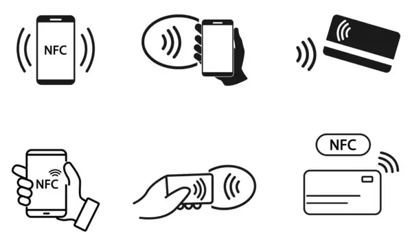 NFC ödeme simgesi Akıllı telefonlar ve Sinyal Dalgasıyla Kartlar