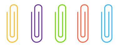 Renkli Kağıt Ataç Simgesi Kırtasiye ve Organizasyon Temaları için Minimalist Ofis Teması Vektörleri Ayarla