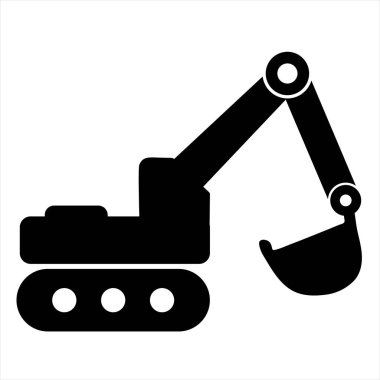 Kazıcı Siluet Vektörü Minimalist İnşaat Makinesi Simgesi