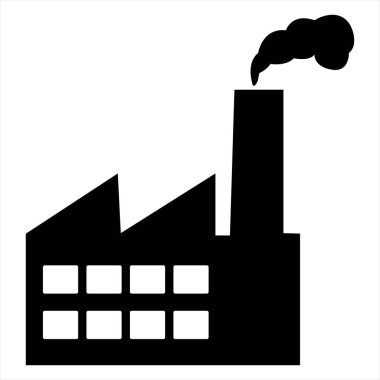 Fabrika Silueti Vektör Endüstri Binası baca dumanı ve testere dişli çatı