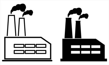 Fabrika Silueti Vektör Endüstri Binası baca dumanı ve testere dişli çatı