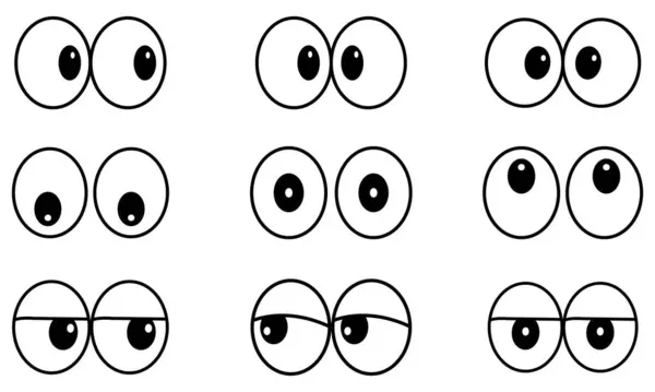 Çizgi film Gözler Minimalist Biçimli İfadeleri ve Yönleri Ayarladı