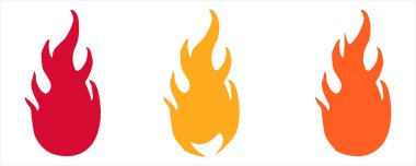 Biçimlendirilmiş Ateş Sembolleri Üç Renkli Minimalist Alev Simgeleri