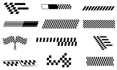 Damalı Bayrak Simgeleri Yarış Kalıbı Vektör Paketi