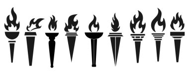 Alev Feneri Siluetleri Tasarım ve Dekorasyon İçin Düzenlenebilir Siyah Simgeler