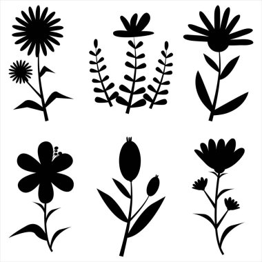 Soyut Çiçek Silüetleri Minimalist Botanik Vektör Simgeleri