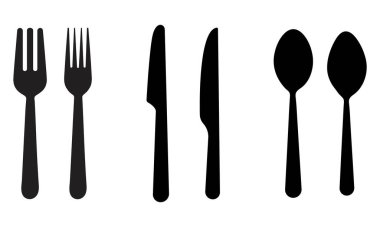 Asgari Tablo Ayarlama Simgesi Çatal, Kaşık, Bıçak vektörü