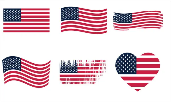 Biçimlendirilmiş Amerikan Bayrağı Simgeleri Grunge, Dalgalı ve Kalp Çeşitlemeleri