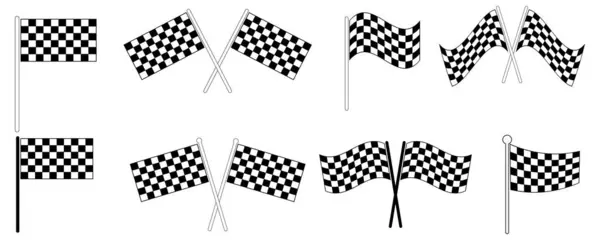 Damalı Bayrak Simgeleri Yarış Bitiş Çizgisi Vektör Paketi
