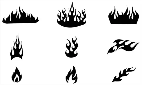 Kullanıcı Arayüzü ve İmza için Stilize Ateş Siluetleri Düz Ateş Simgeleri