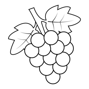 Şarap, Gıda ve Tarım Tasarımı için Yaprak ve Kök Sembollü Asgari Kara Meyve Simgesi