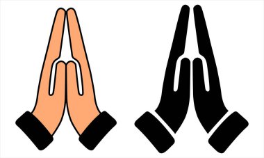 Dua Elleri Simgesi Saygıdeğer Sembolleri Ruhsal, Kültürel ve Duygusal Tasarım İçin Siyah Şekiller Olarak Ayarla