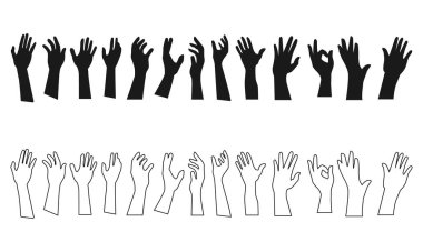 El Hareketi Simgesi. El siluetleri ve ana hatlar ayarlandı