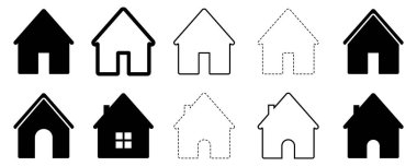 Ev simgesi silueti ve özet seti