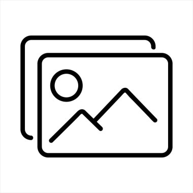 UI ve Ortam Uygulamaları için Asgari Resim Galerisi Simgesi Siyah ve Beyaz Fotoğraf Toplama Sembolü