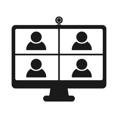 Web kamerası ile Görüntülü Konferans Simgesi Çevrimiçi Toplantısı