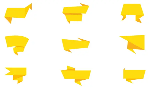 Web ve Grafik Tasarımı için Origami Banner Katlanmış Kurdele Etiketlerini Ayarla